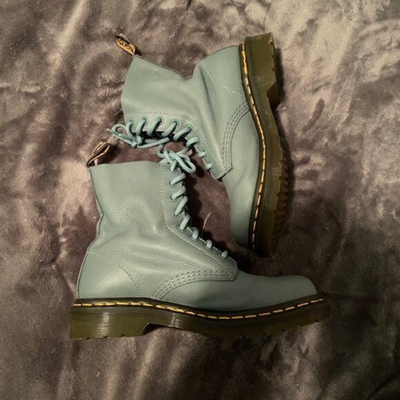 FINAL Dr Martens 1460 Pascal Blue Leather Soft Rare $170 Size 37 6 US Womens - Picture 10 of 11